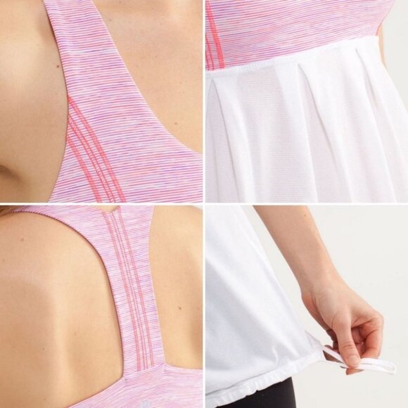 Lululemon Power Dance Tank Pink White‎ Size 6 Built In Bra Yoga Running Top Run - Picture 2 of 10
